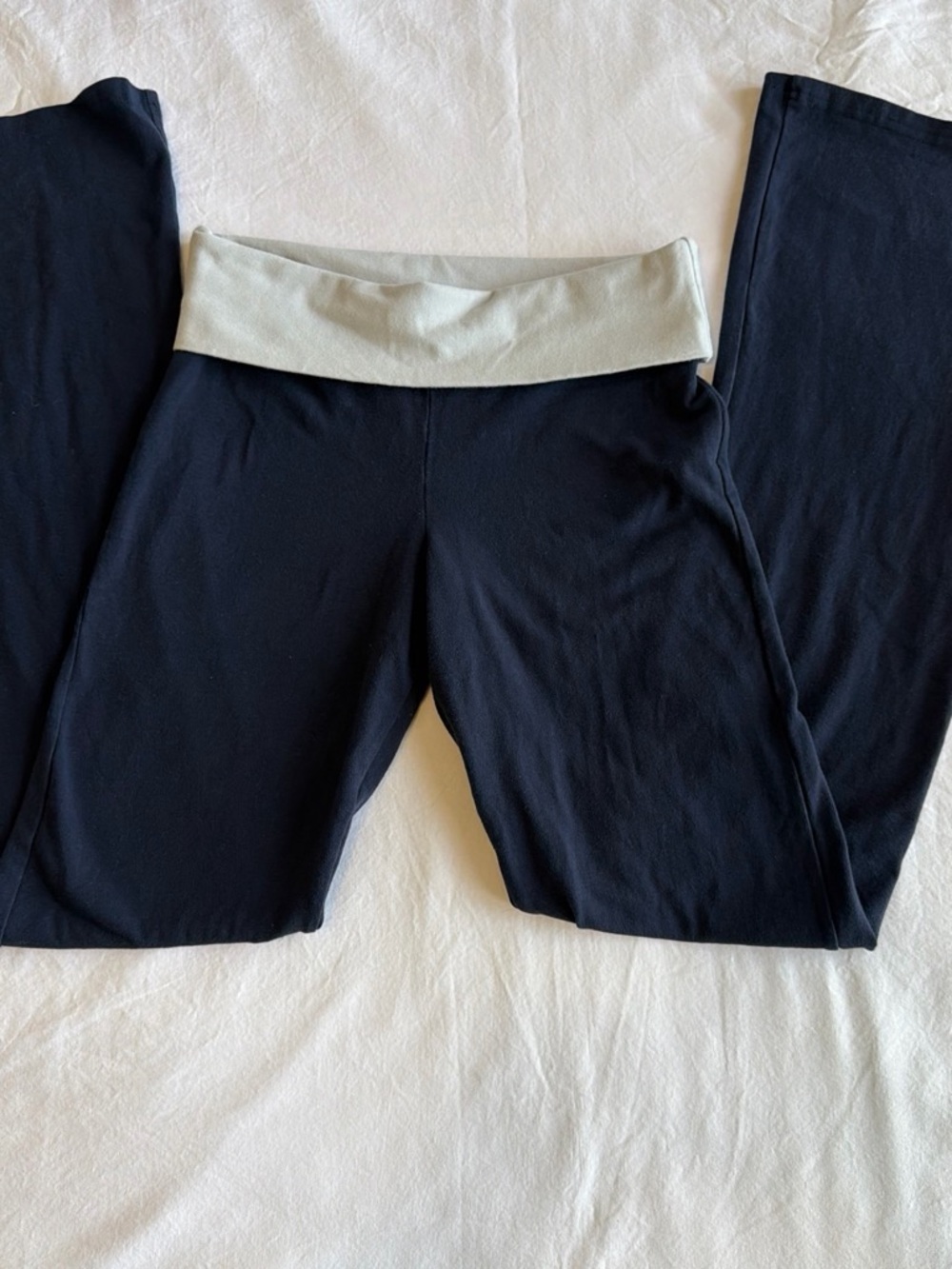 Brandy Melville Black Wide-Leg Lounge Leggings with Light Gray Waistband
